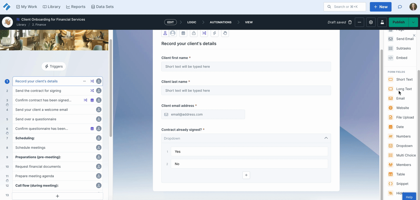 Rich text settings in long text form fields