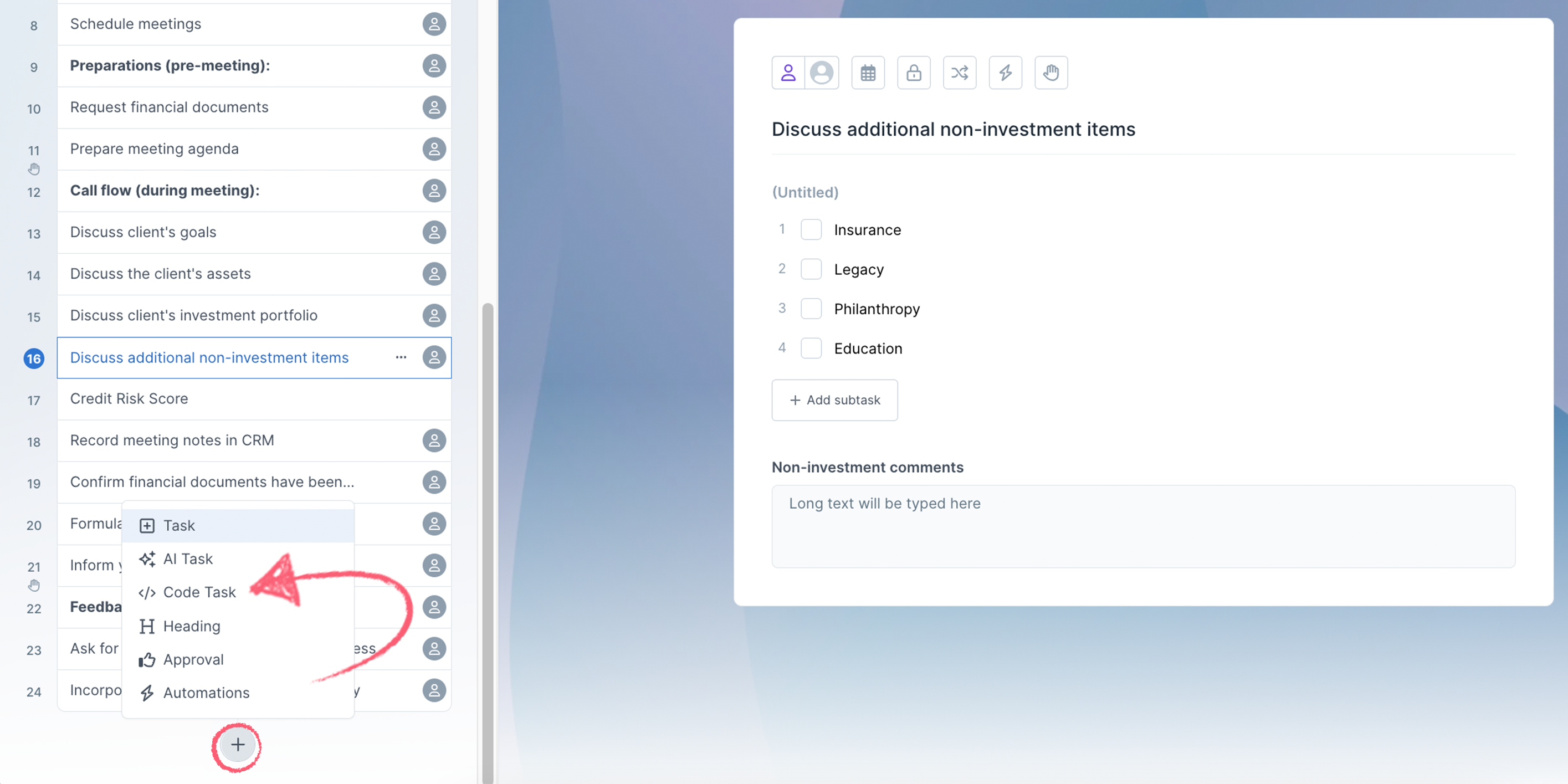 Add a code task to your workflow