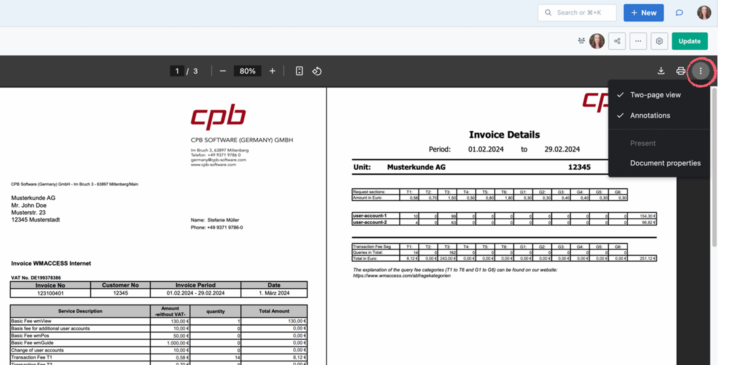 Viewing files in 2-page mode