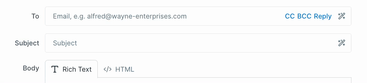 Reply to field in emails