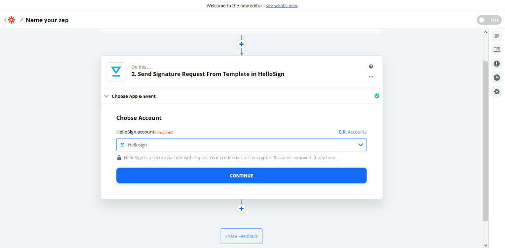 Connect Hello sign account