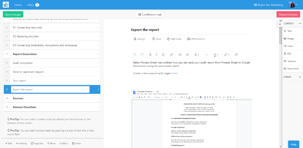 Export the report task