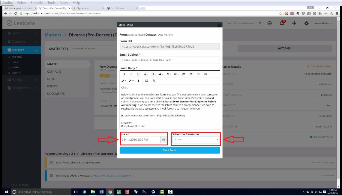Infustionsoft Process 0004 LD Adding New Appointments. Using Lexicata.Infusionsoft.Clio ...