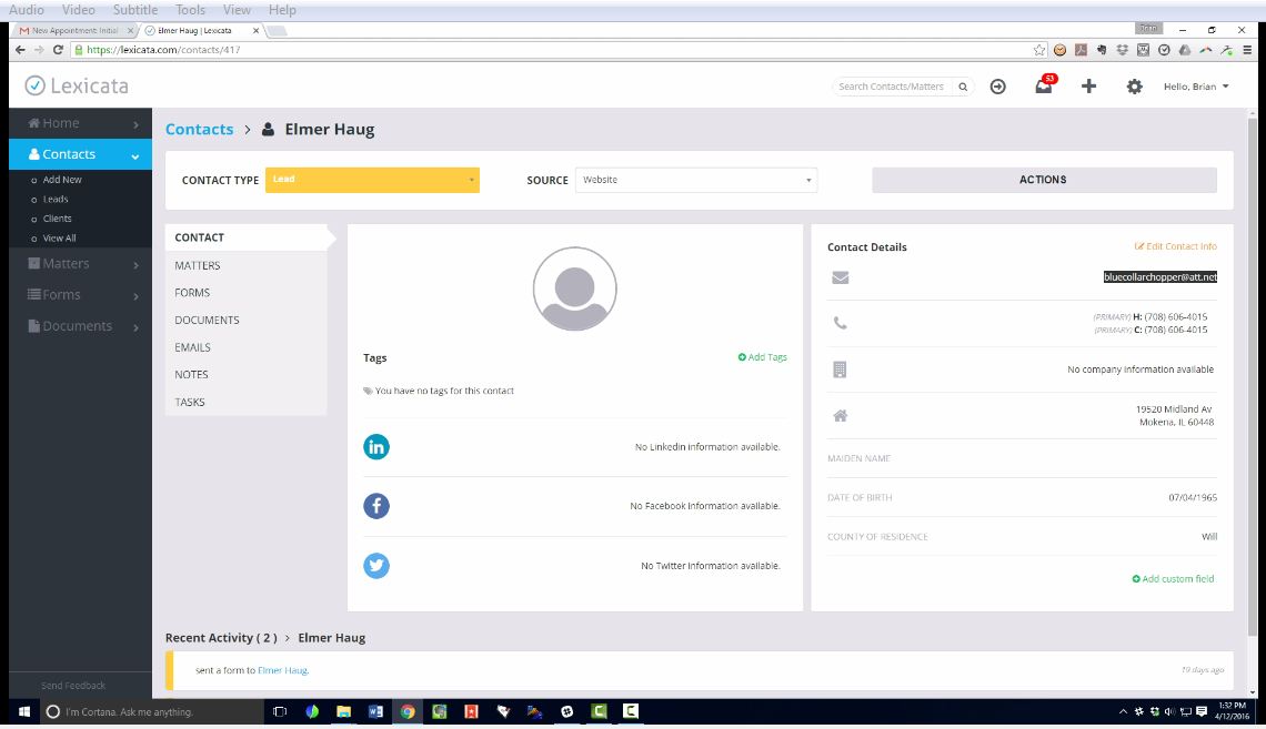 Infustionsoft Process 0004 LD Adding New Appointments. Using Lexicata.Infusionsoft.Clio ...