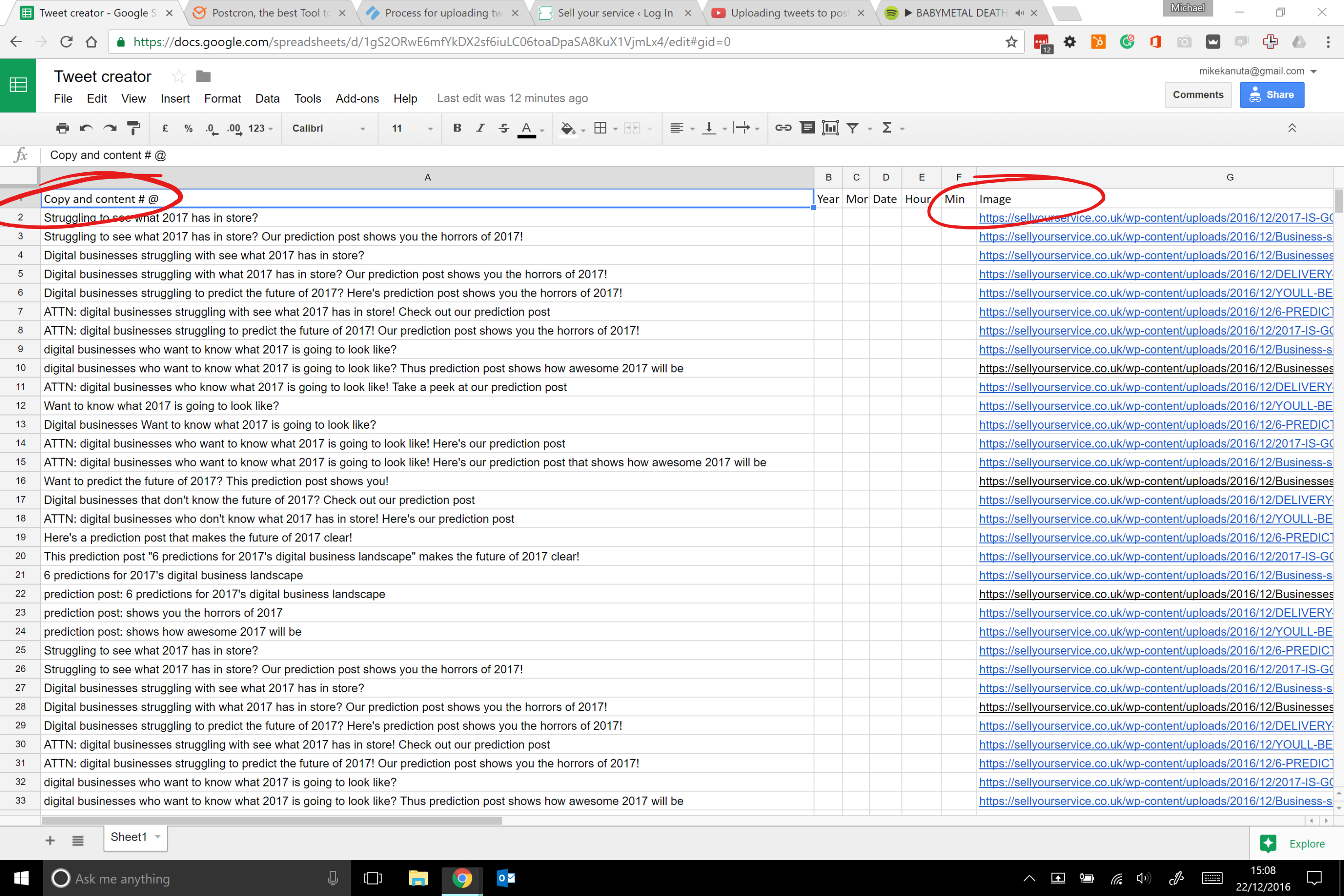 Process for uploading tweets to Postcron