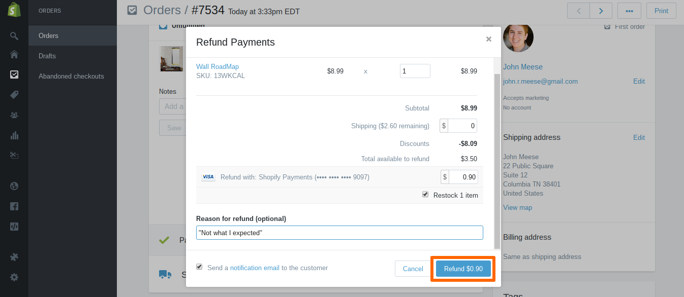 Processing returns within Shopify | Process Street
