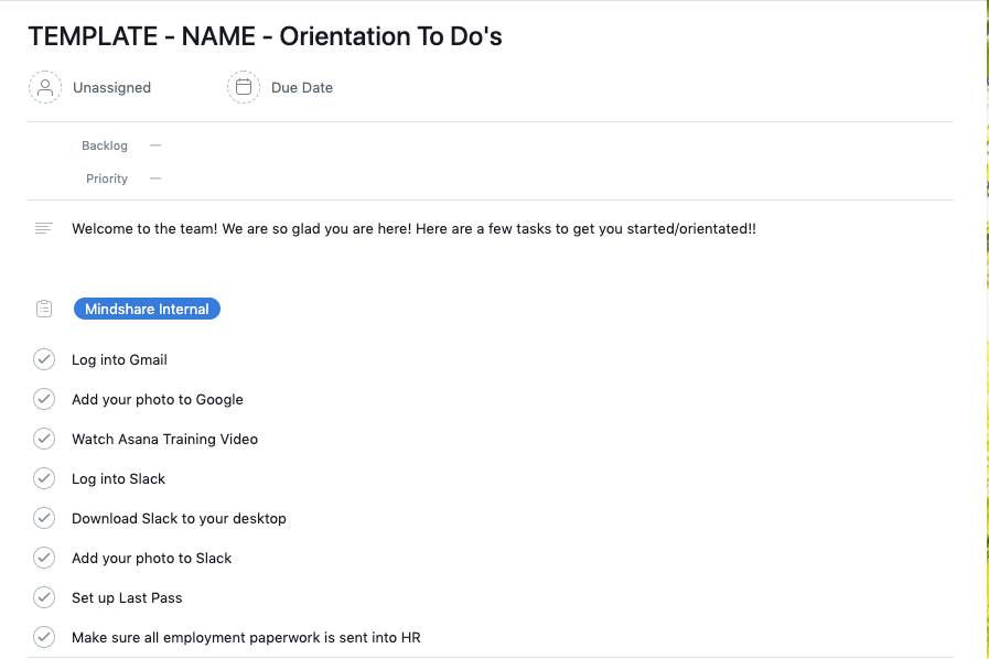 DNE: Executive Assistant (EA) Onboarding Checklist