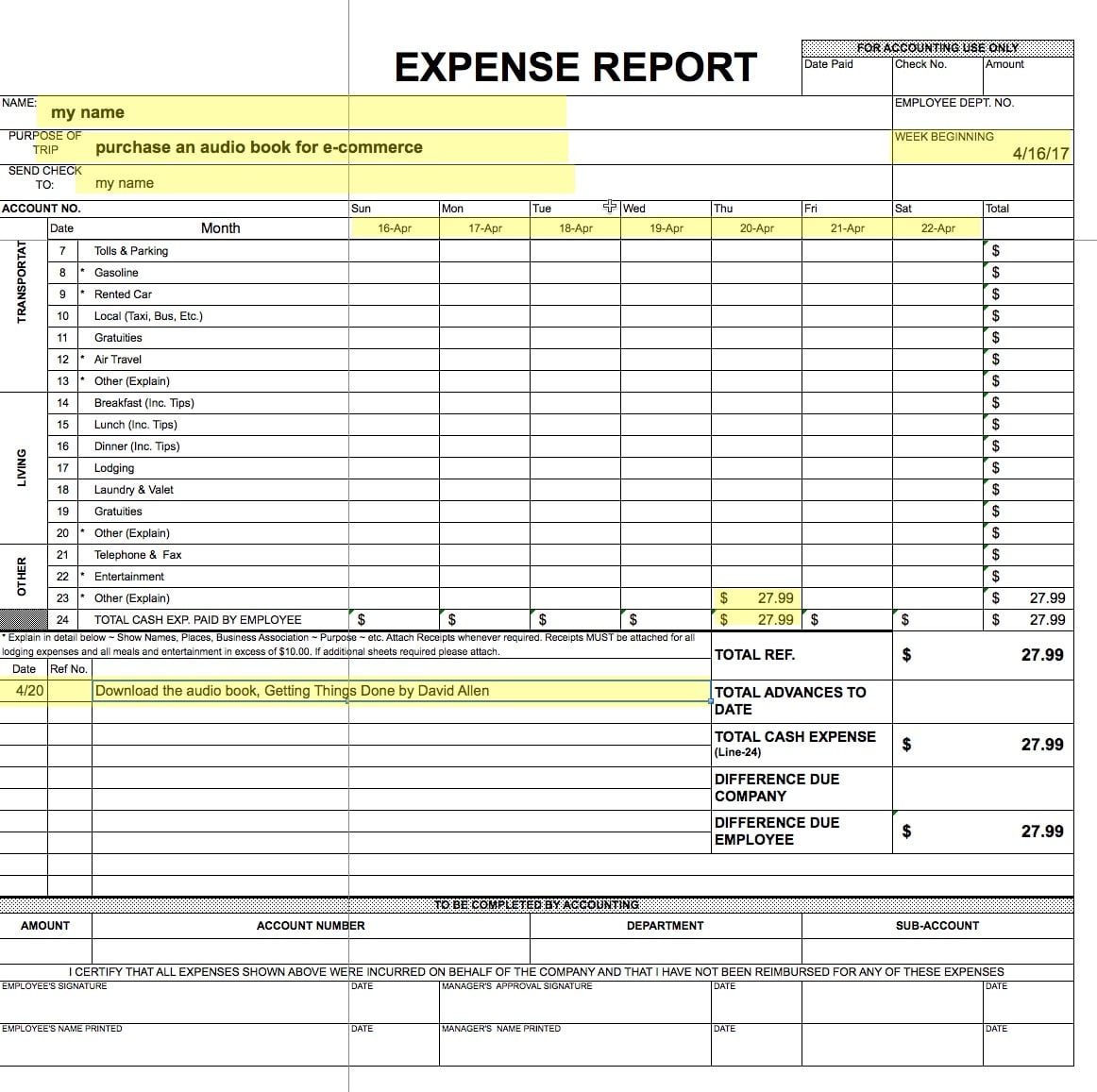 Submitting an Expense Report
