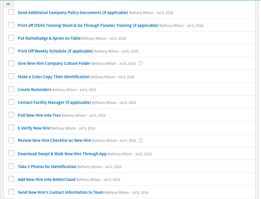 New Hire Onboarding Via BambooHR Process Street