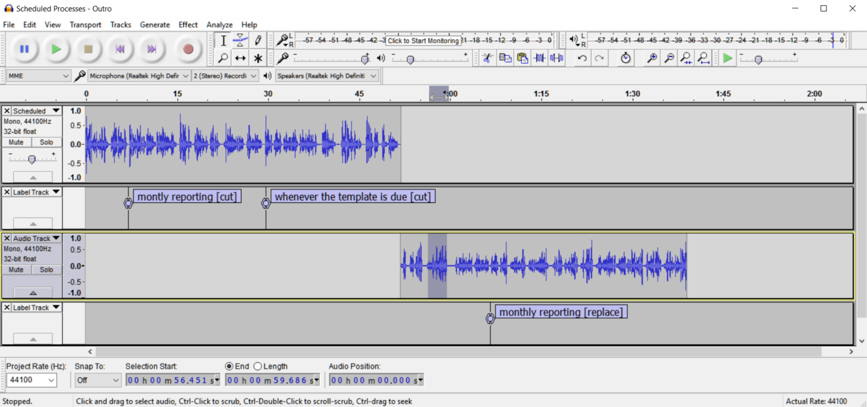 Audacity Project with Labels