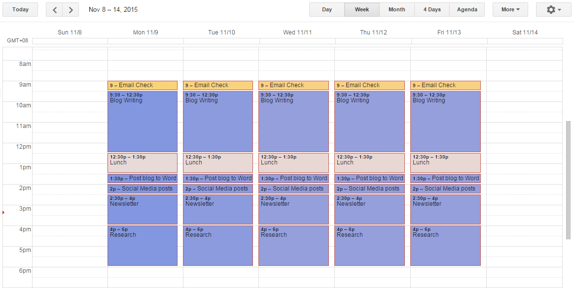 content promotion processes with Google Calendar