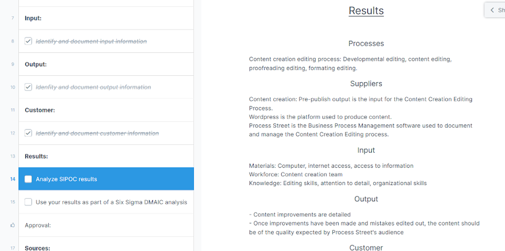 Content creation editing process - results