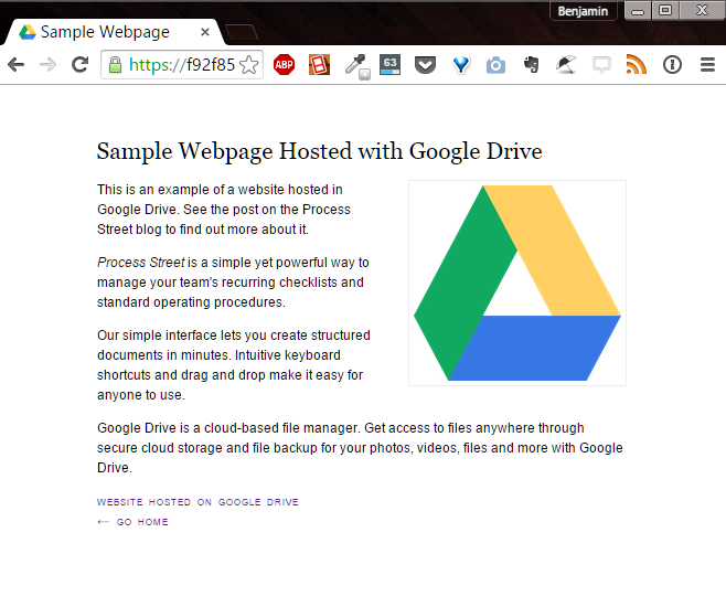 hosted website on Google Drive