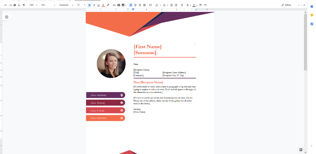 Google Docs Templates - Contempoary Cover Letter