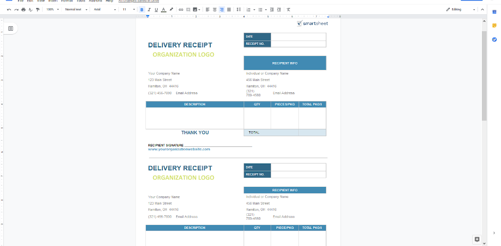 Google Docs Templates - Delivery Invoice