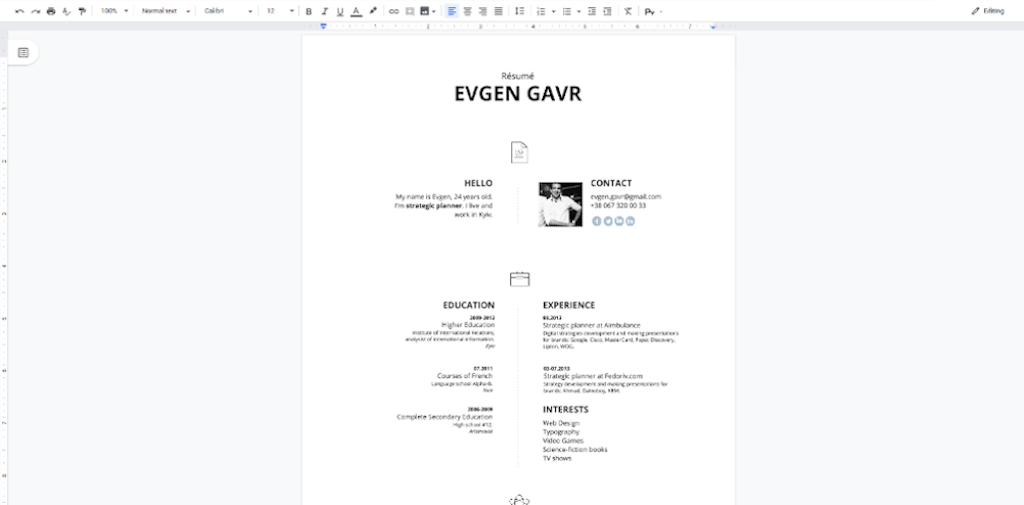 Google Docs Templates - Laconique Resume