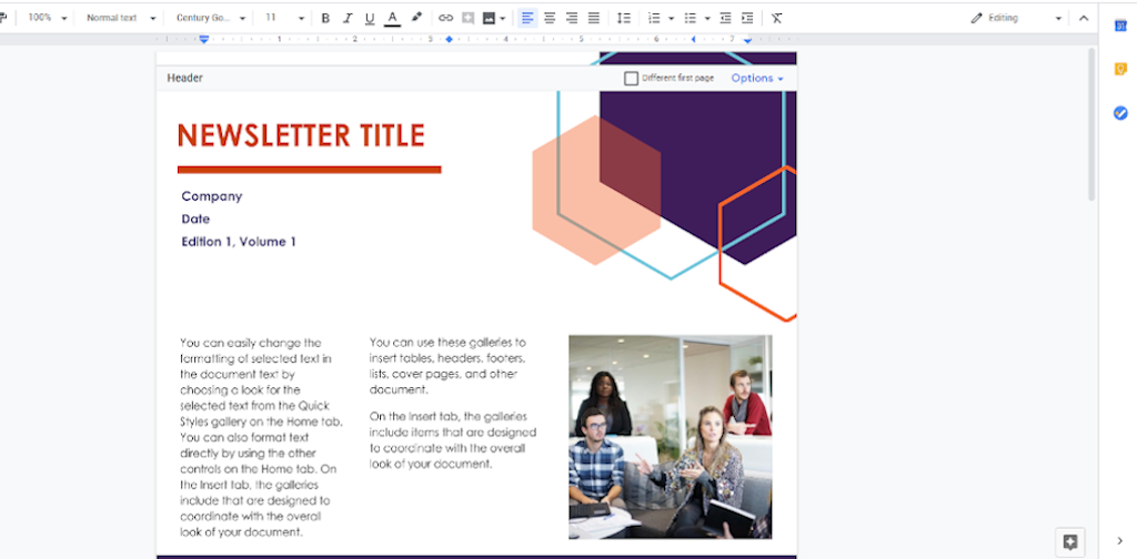 Google Docs Templates - Newsletter Template