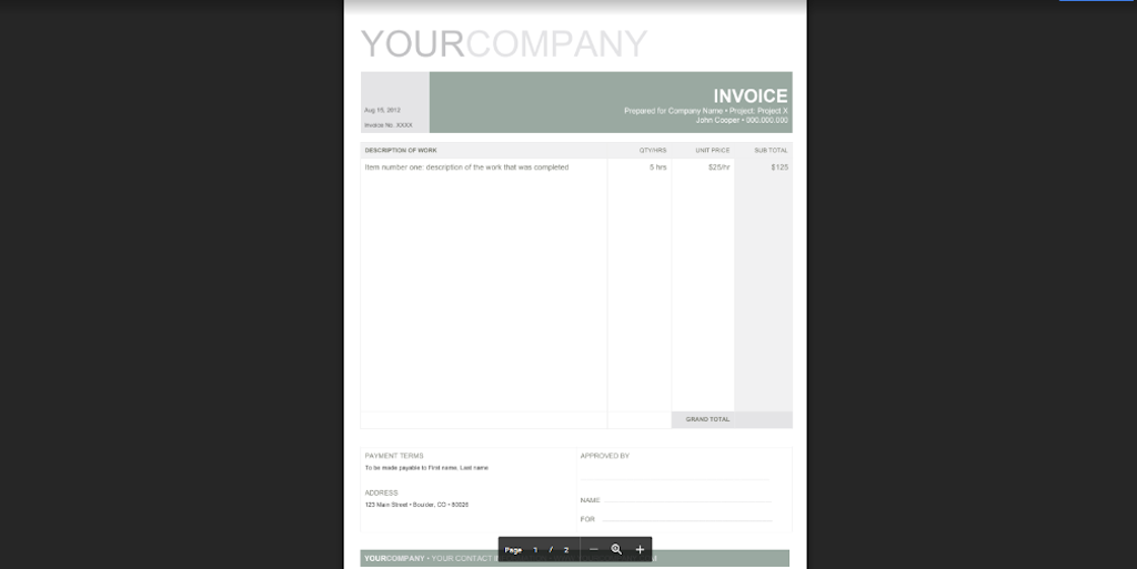 Google Docs Templates - Professional invoice