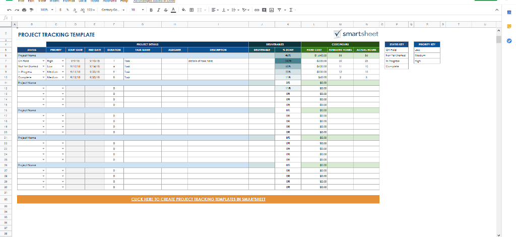 Google Docs Templates - Project Tracking