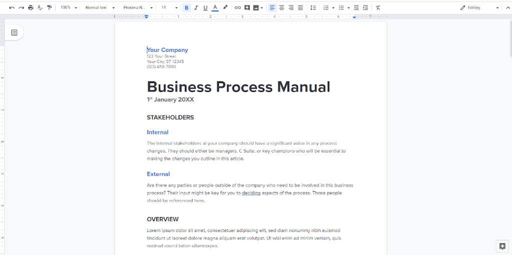 free business plan template google docs