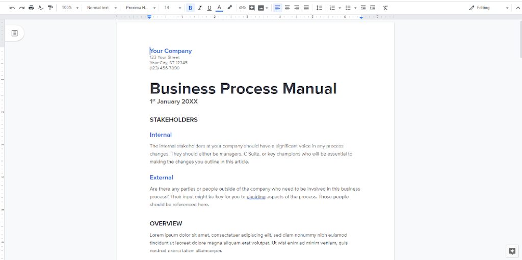 google drive business plan template