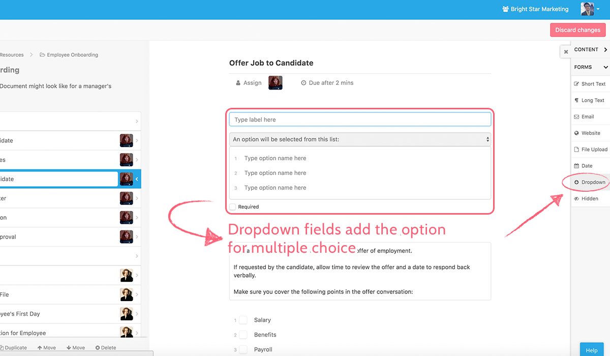 form automation software dropdown fields