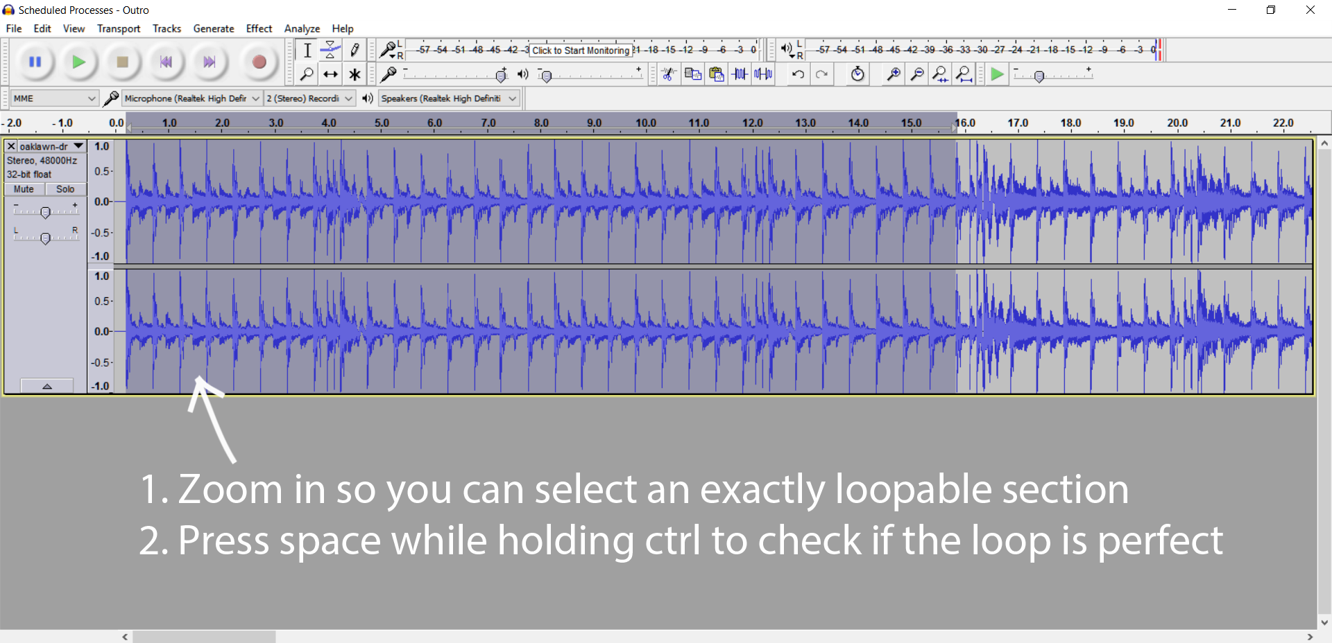 Looping in Audacity