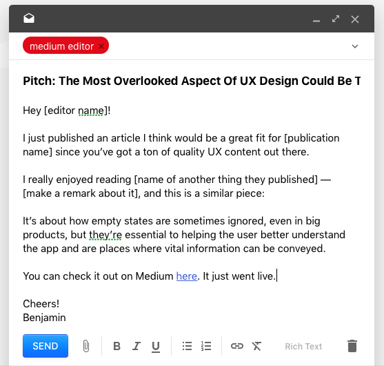 Medium Pitch Email