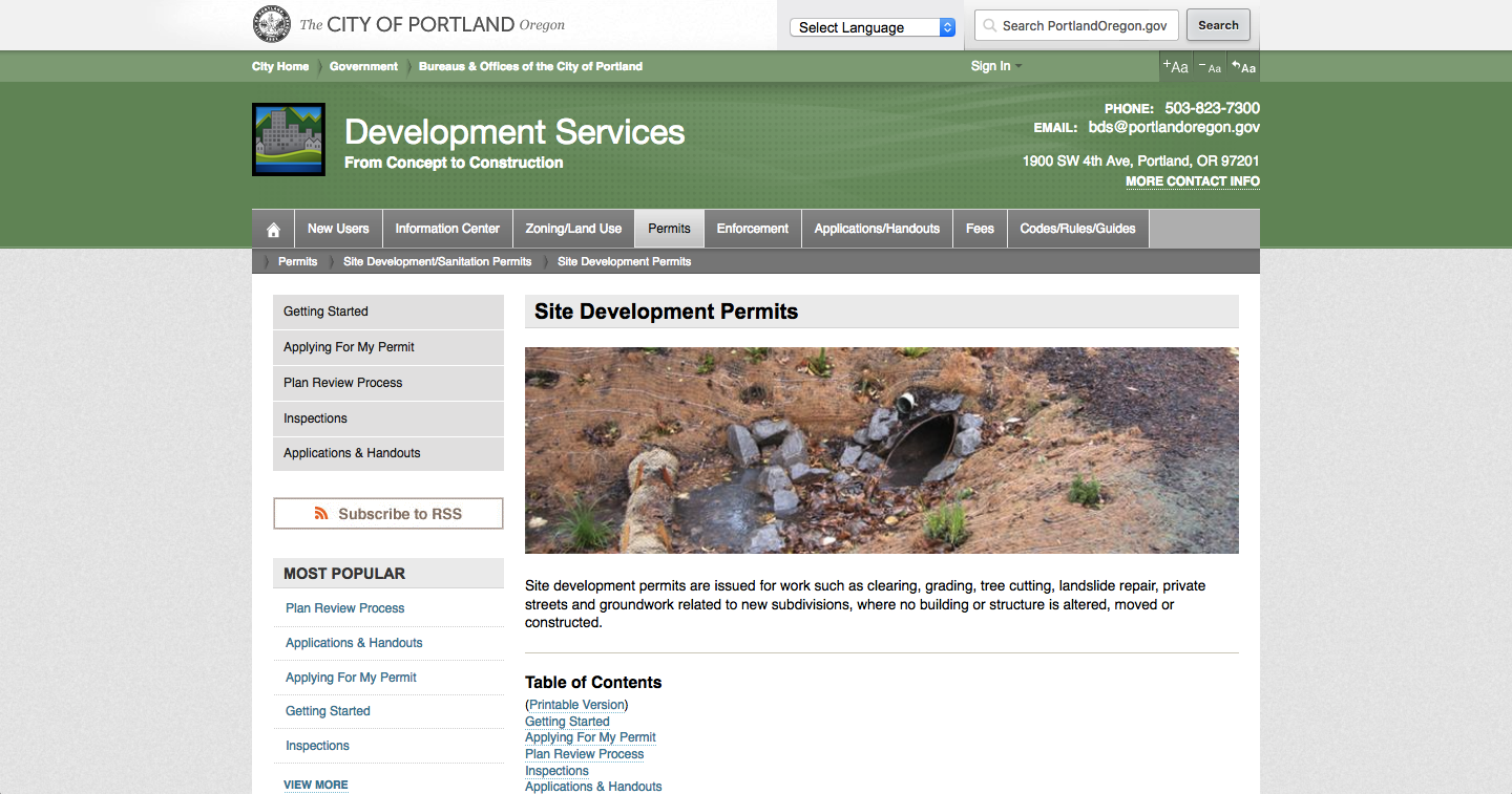 Oregon Site Permit Page