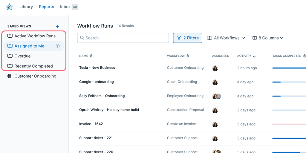 Process Street hacks and tricks: Saved views