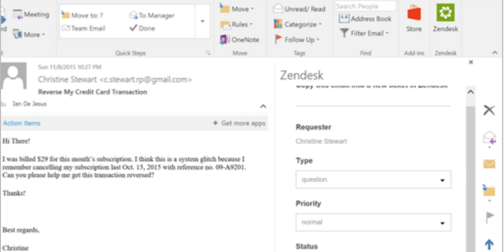 outlook extensions zendesk