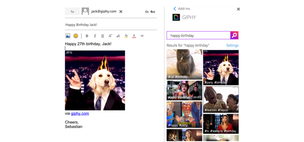 outlook extensions giphy