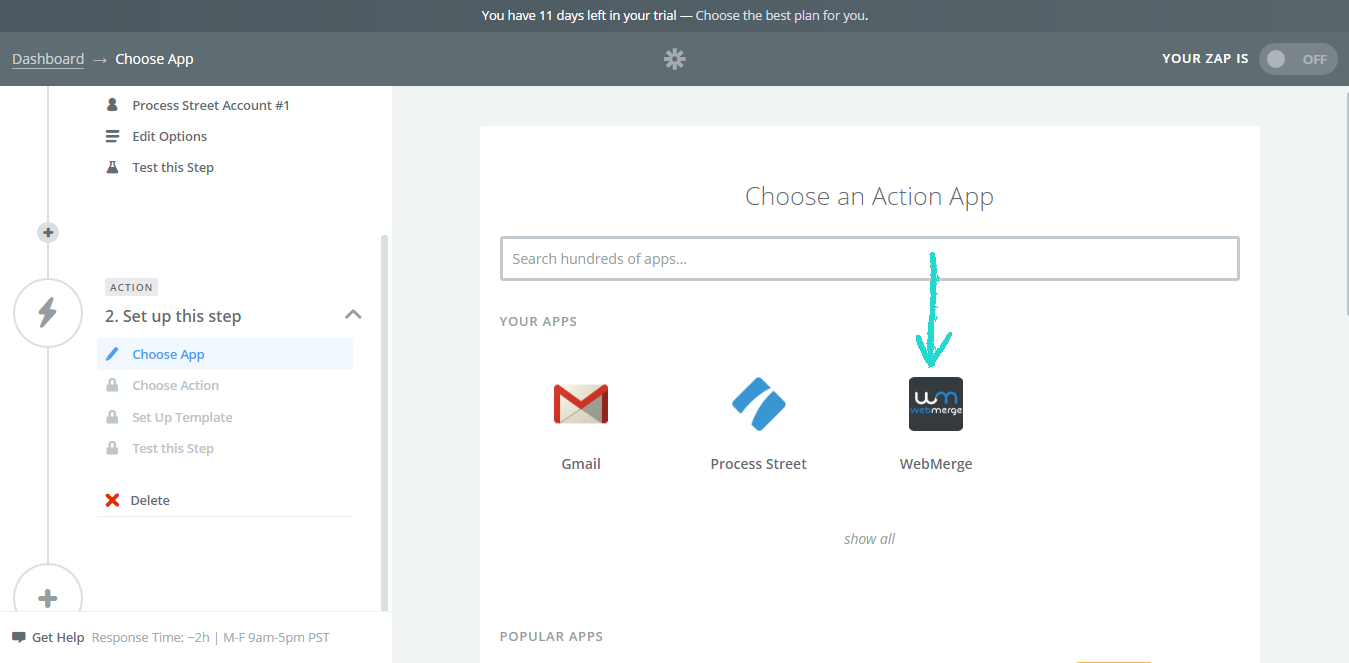 Setting up WebMerge as Your Action Step
