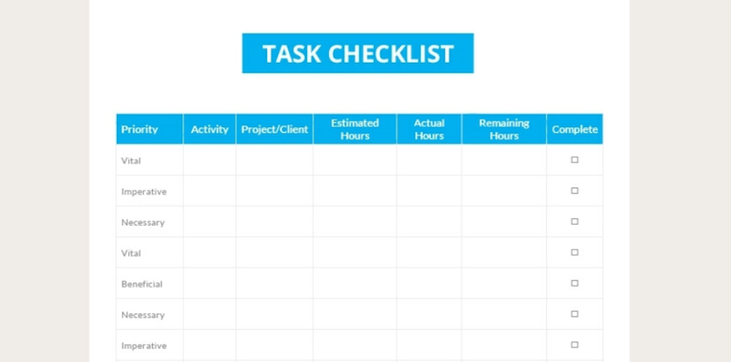 Google Docs checklist - checklist template five