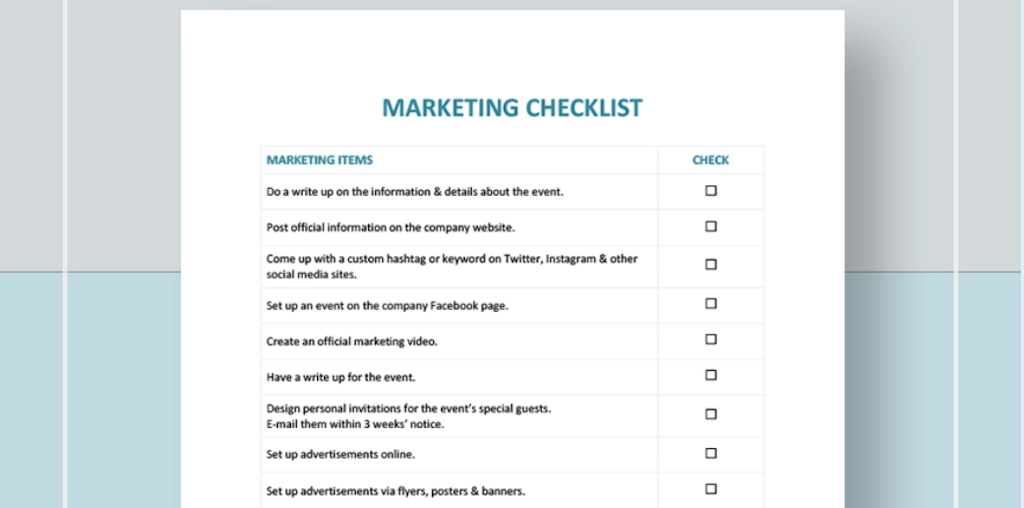 Google Docs checklist - checklist template four
