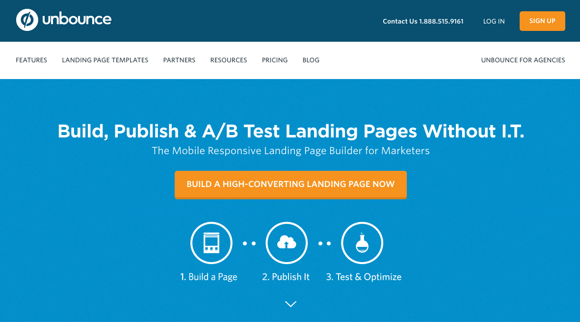 Unbounce SaaS landing page