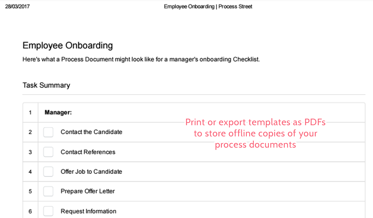 advanced process street concultants - print export template