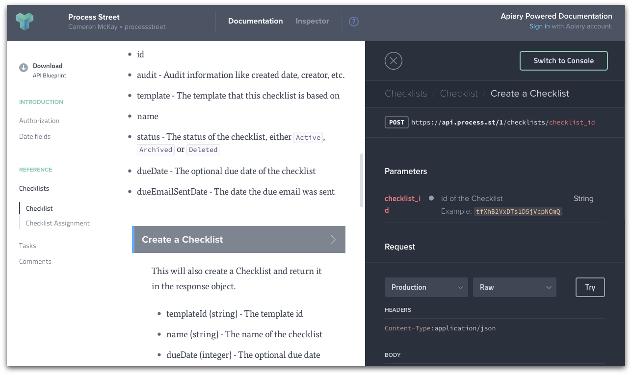 apiary software documentation