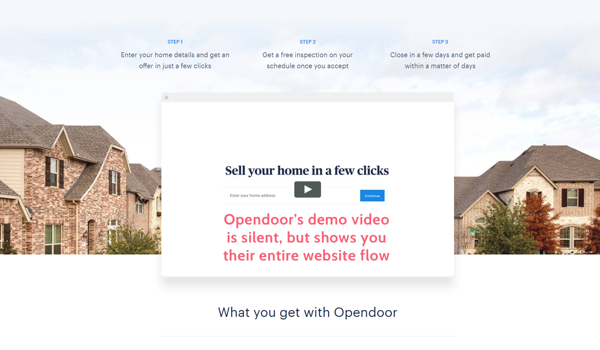 best home page - opendoor demo vid