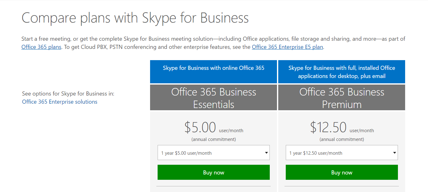 best video conferencing skype for business pricing