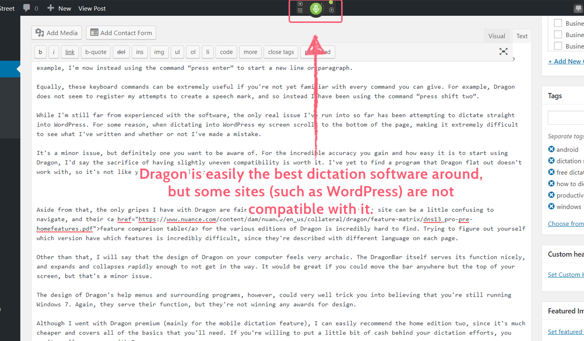 dictation software - dragon not compatible