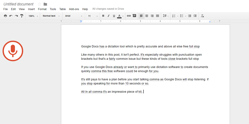 dictation software - google docs demo