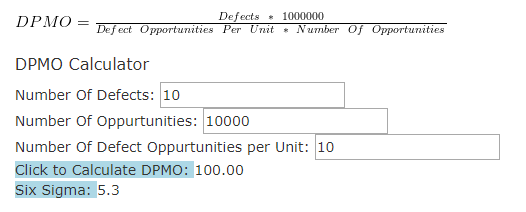 dmaic sigma calculator