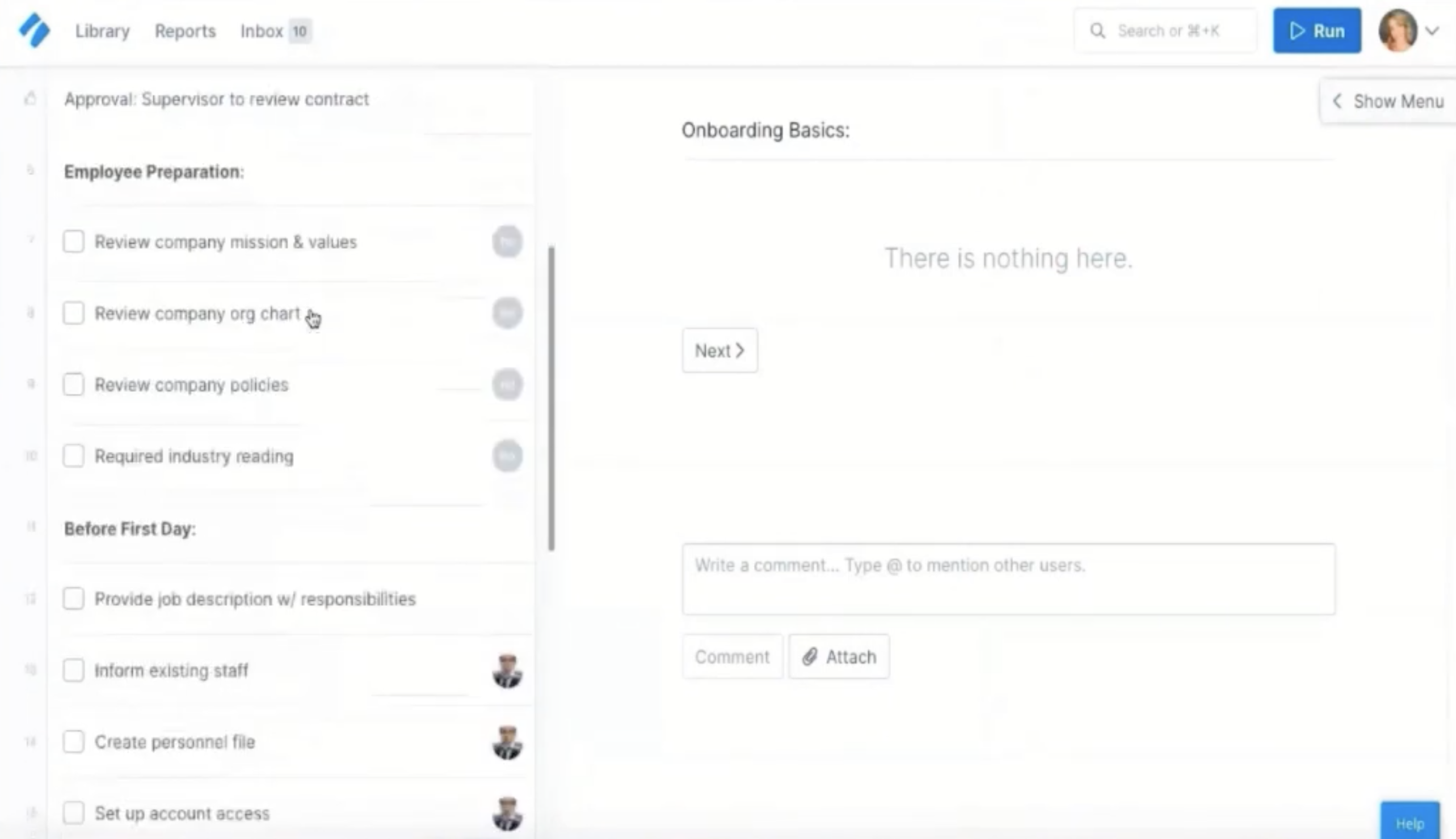 employee onboarding process street example