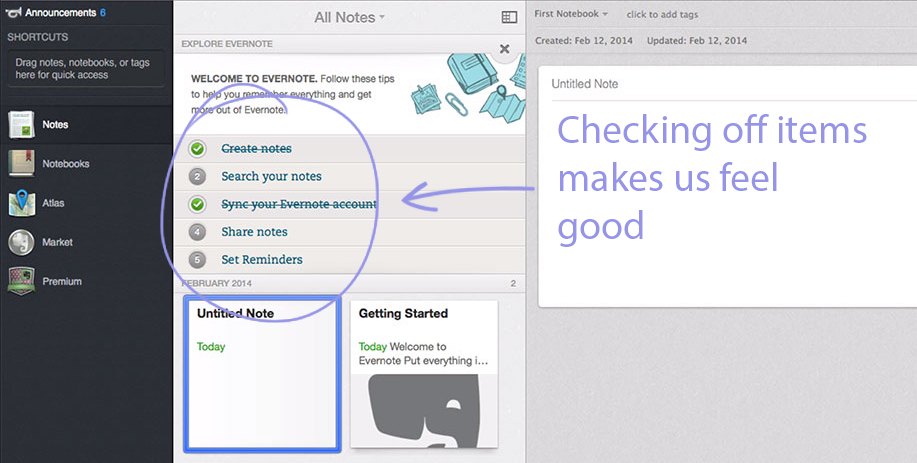 Evernote user onboarding process