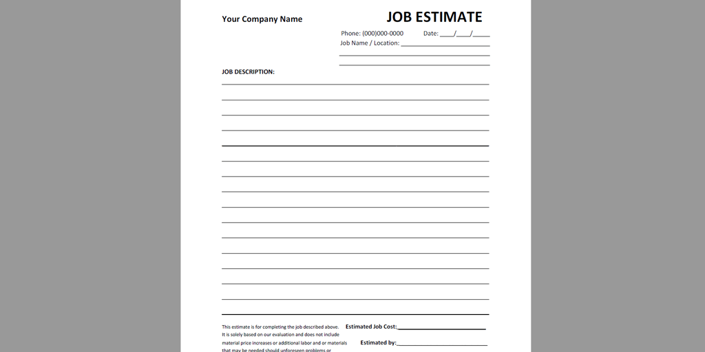 free estimate template - atyourbusiness job estimate pdf