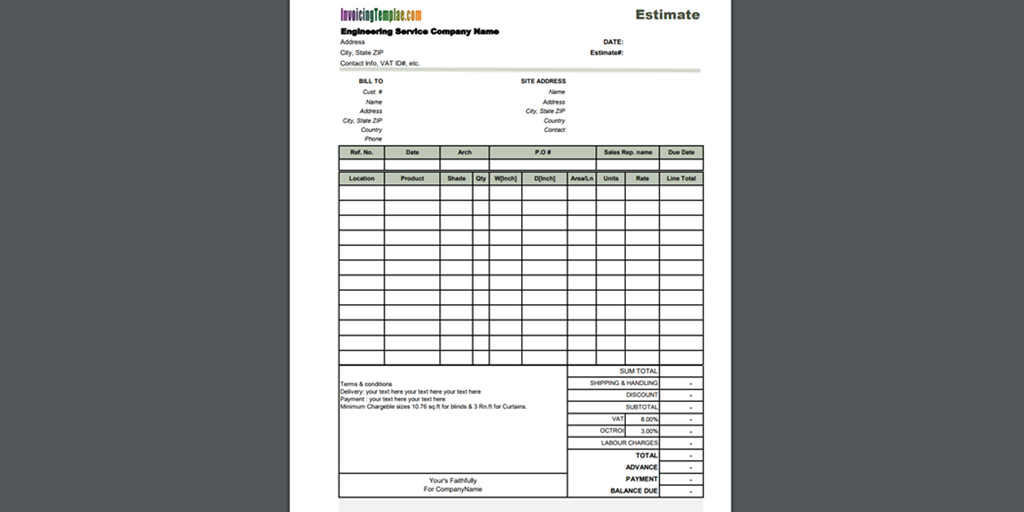 free estimate template - invoicingtemplatedotcom engineering