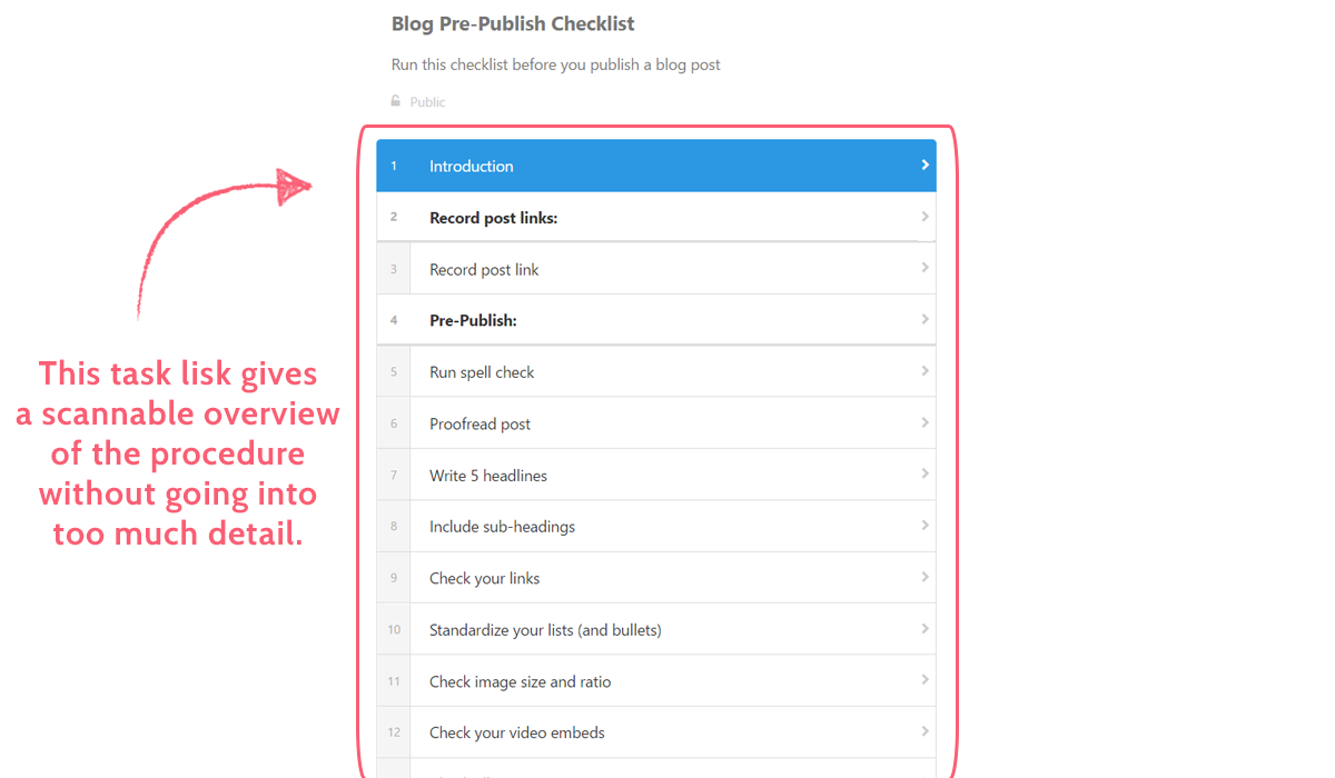 how to write a procedure - task list