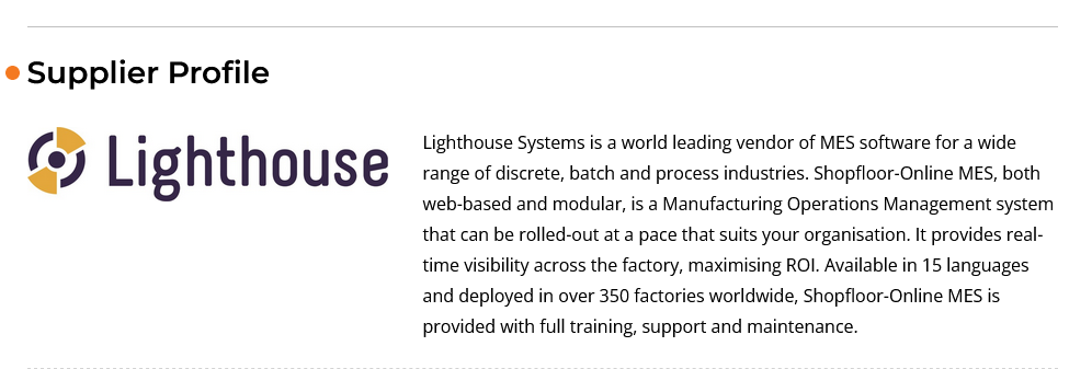 image showing lighthouse as manufacturing management software