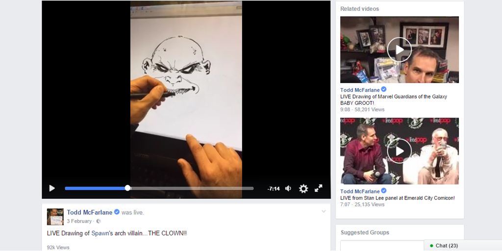 live streaming - drawing todd mcfarlane